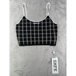SMFK Compass Black Checkered Knitted Vest Tank Top Women's Size L